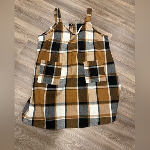 SHEIN Curve Plaid Dress in Brown and Black